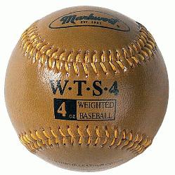 Markwort Weighted 9 Leather Covered Training Baseball 4 OZ  Build your arm strength wi